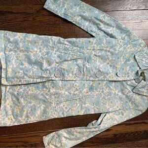 Eddie Bauer 100% Cotton Floral Trench Coat